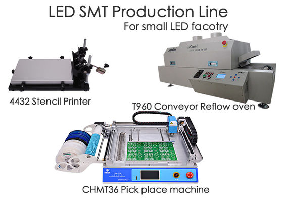 Τσιπ Mounter, εκτυπωτής διάτρητων, φούρνος T960 γραμμών παραγωγής CHMT36 SMT οδηγήσεων επανακυκλοφορίας, για το μικρό εργοστάσιο