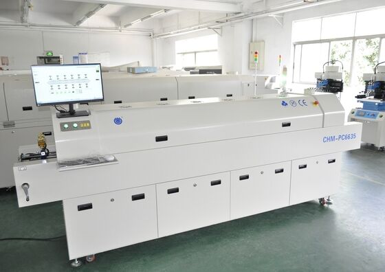 CHM-PC6635 Φούρνος Αναρροής Χωρίς Μόλυβδο με Έλεγχο Η/Υ, 6 Ζώνες Θέρμανσης και Θερμαινόμενη Επιφάνεια 2200*350mm για Συγκόλληση SMT